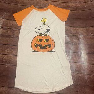 Girl’s Gap Peanuts Snoopy Woodstock Halloween Pumpkin Nightgown 14 Raglan PJs